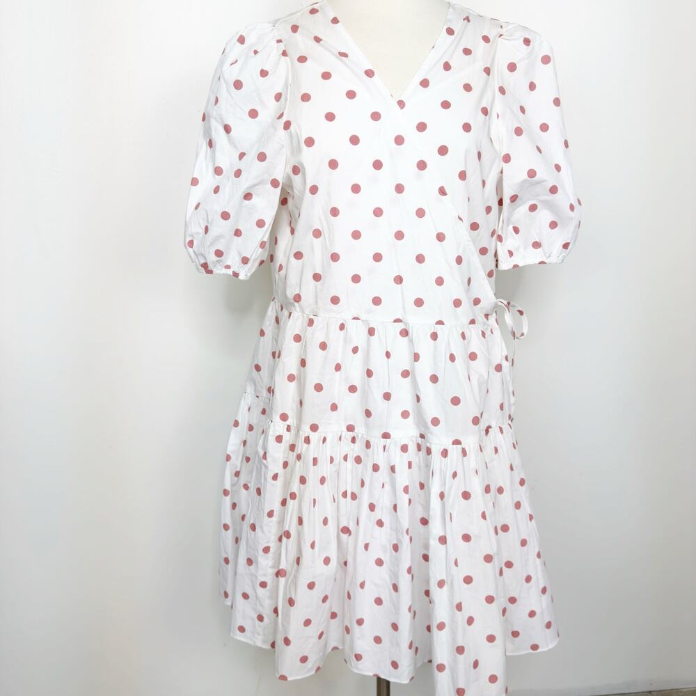 J. Crew Puff-sleeve Cotton Poplin Wrap Dress in White Rose Dot M - Picture 3 of 12